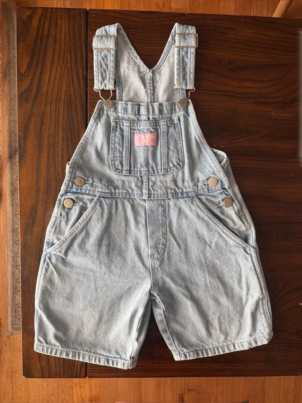 Vintage 90s OshKosh B’gosh Westbank Denim Shortalls Overalls Size 5 Light Wash